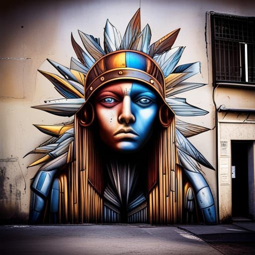 Horus Head Graffiti Art in Enki Bilal Style