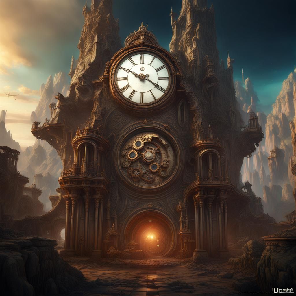 Fantastical Clockwork Dimension in Detailed Matte Painting