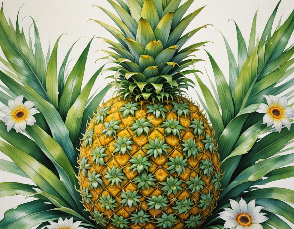 Vibrant Yellow Pineapple Heart in Whimsical Dreamy Style