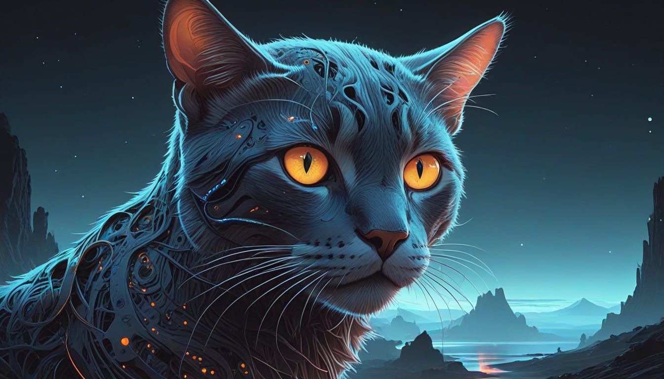Celestial Cat Constellation in Futuristic, Sci-Fi Art Style