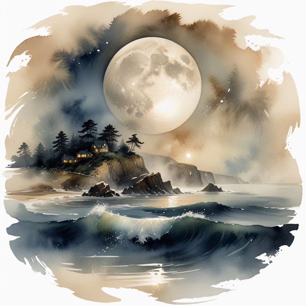 Midnight Ocean Reverie in Enigmatic Hues