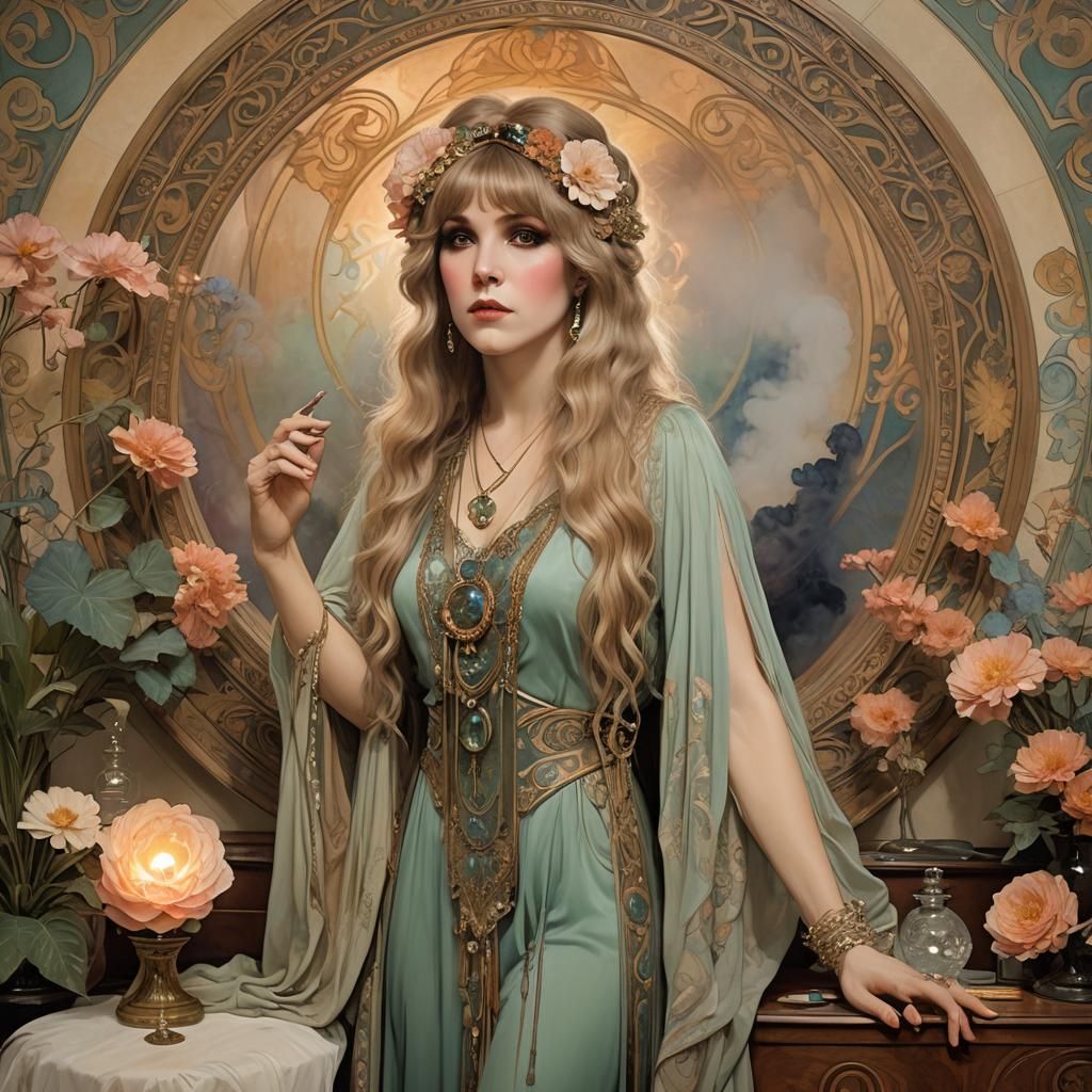 Magical Stevie Nicks Art Nouveau Portrait