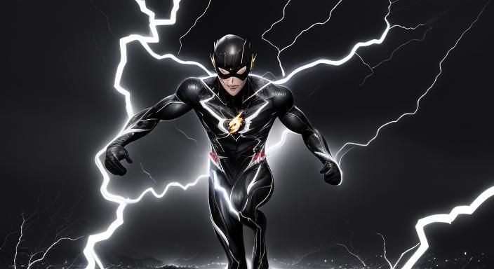 The Flash in Black and White Suit Running