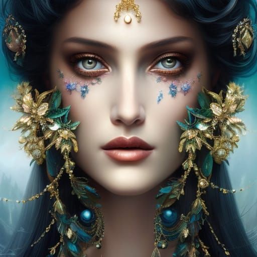 Ethereal Nature Goddess in Astral Vaporwave Style