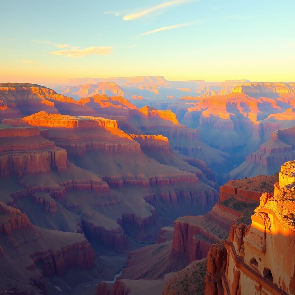 Grand Canyon Landscape in Warm Golden Light