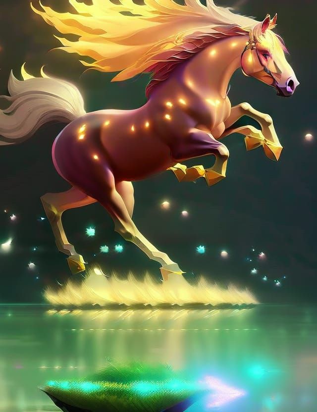 Beautiful Crystal Horse Digital Illustration