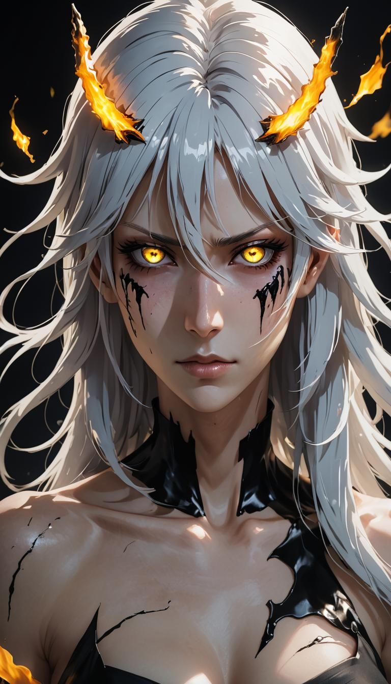 Anime Female Warrior with Glowing Eyes
