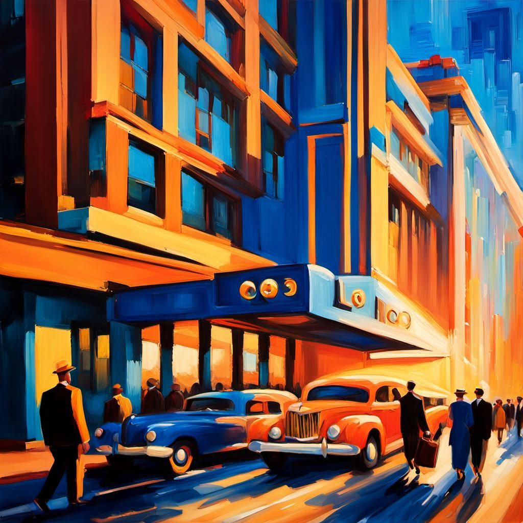 Los Angeles Hotel in Expressionist Impasto Style