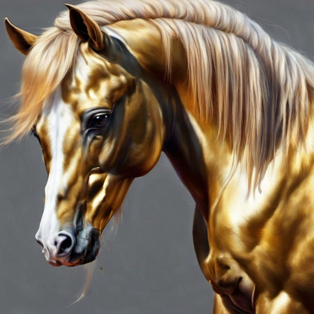 Metallic Gold Horse: A Vision of Majesty