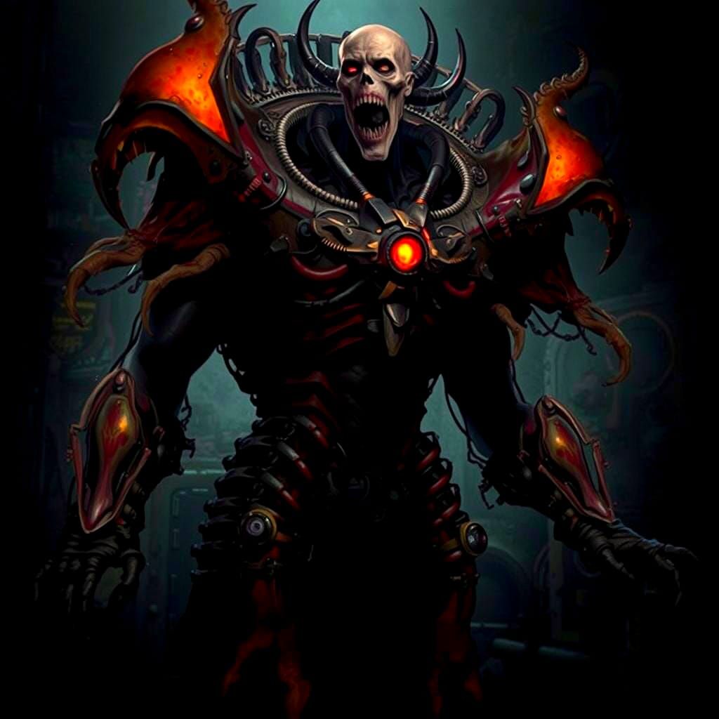 Hyperrealistic Steampunk Demon Sculpture in Dark, Gigeresque...