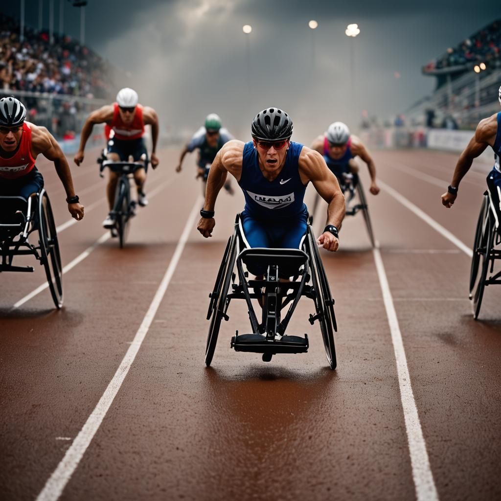 Wheelchair Athletes Sprinting: Dramatic Sports Photography