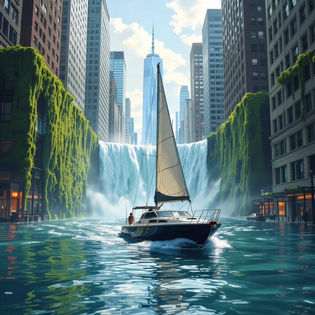 Flooded Manhattan Yacht Tour: Vivid Digital Art