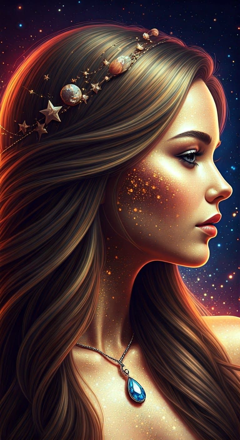 Ethereal Goddess in Cosmic Landscape