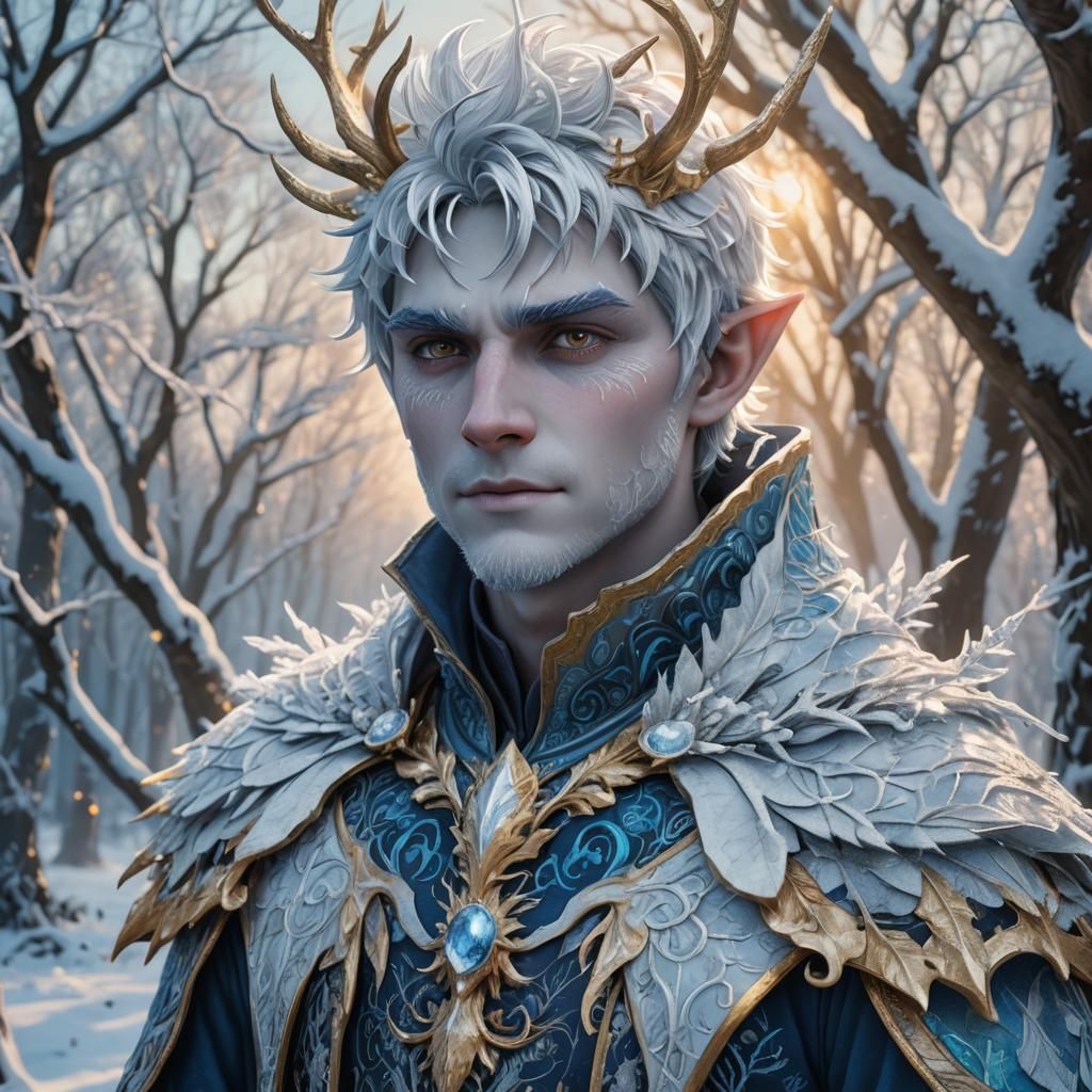 Jack Frost Portrait in Winter Wonderland, Oil Painting