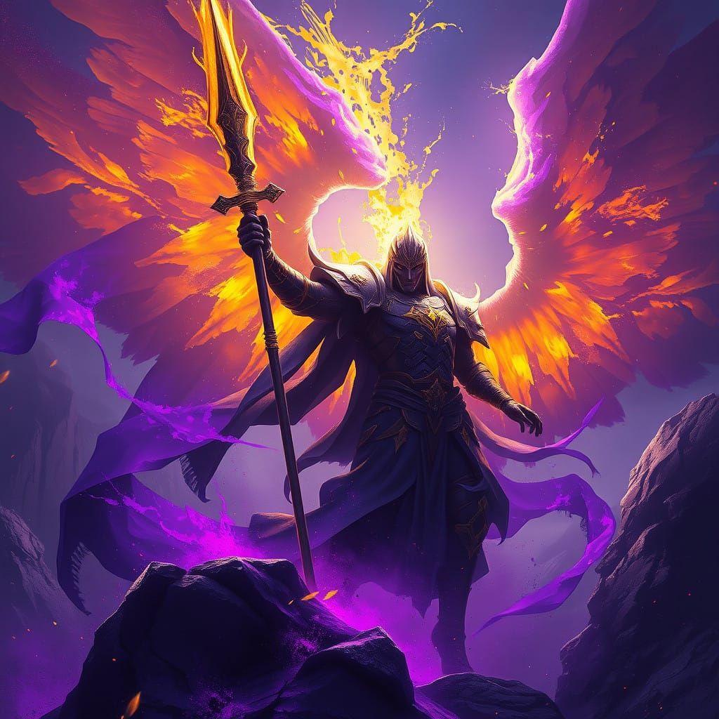 Epic Dark Fantasy Paladin Concept Art in Cyberpunk Style