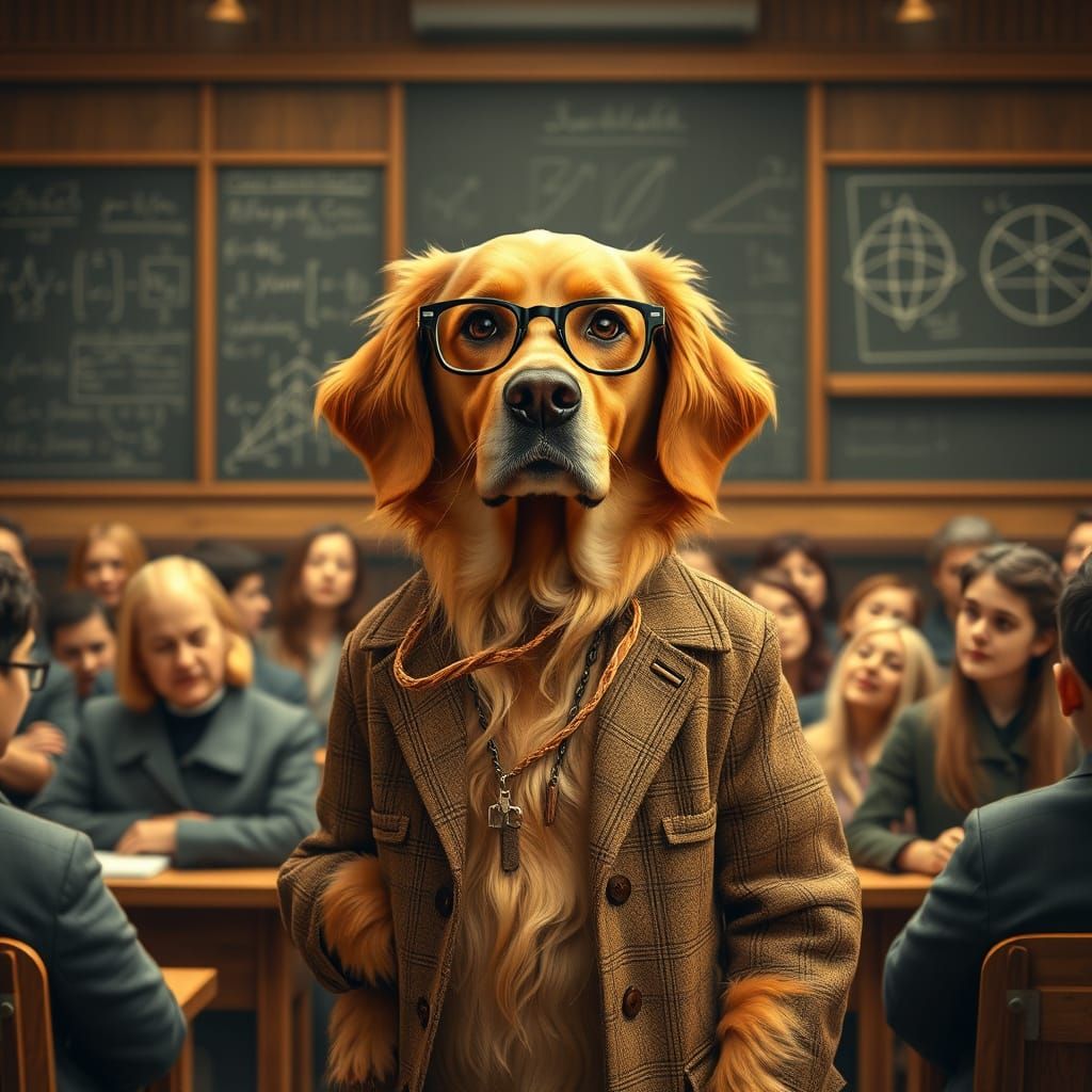 Golden Retriever Professor Delivers Astrophysics Lecture