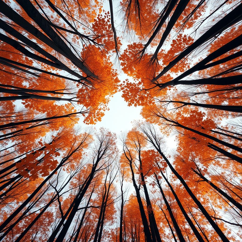 Autumn Forest Canopy with Vibrant Orange Leaves