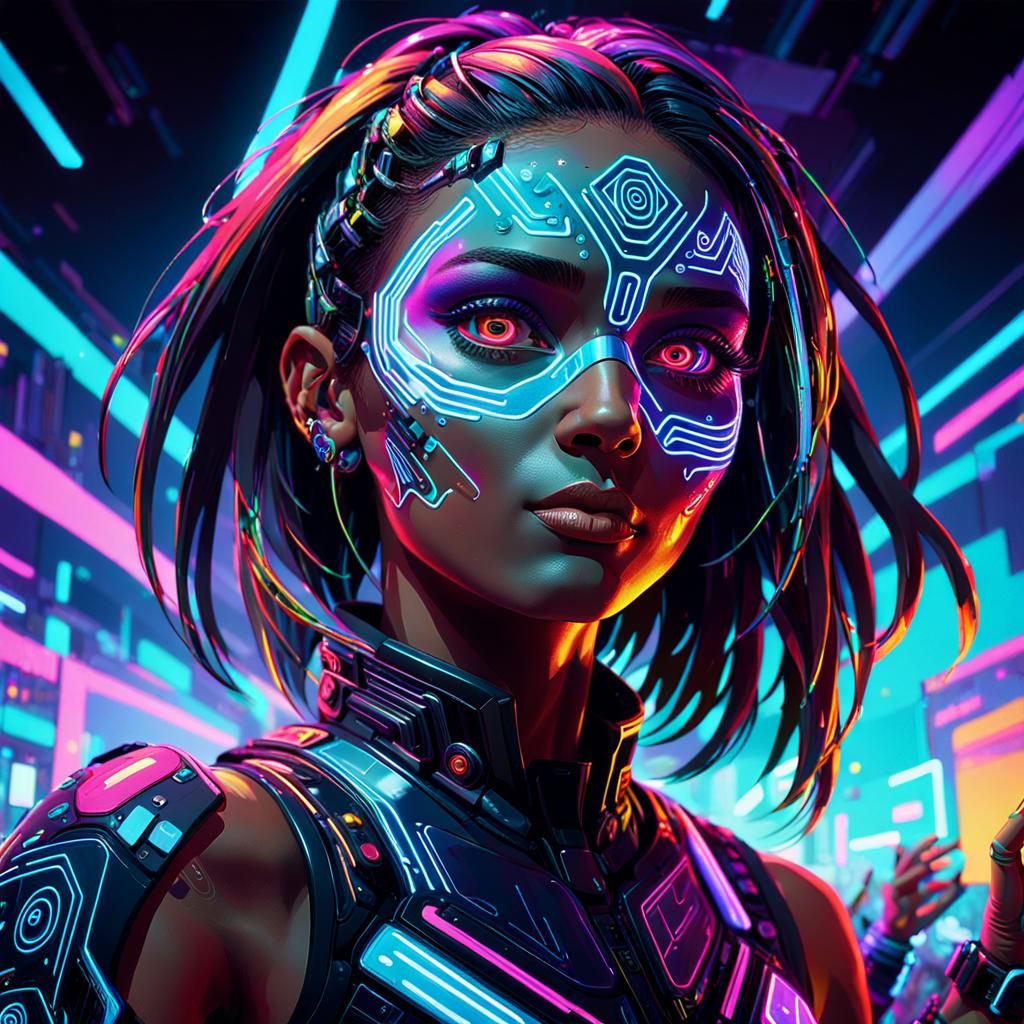 Neon Cyber Club: Futuristic Raver Concept Art
