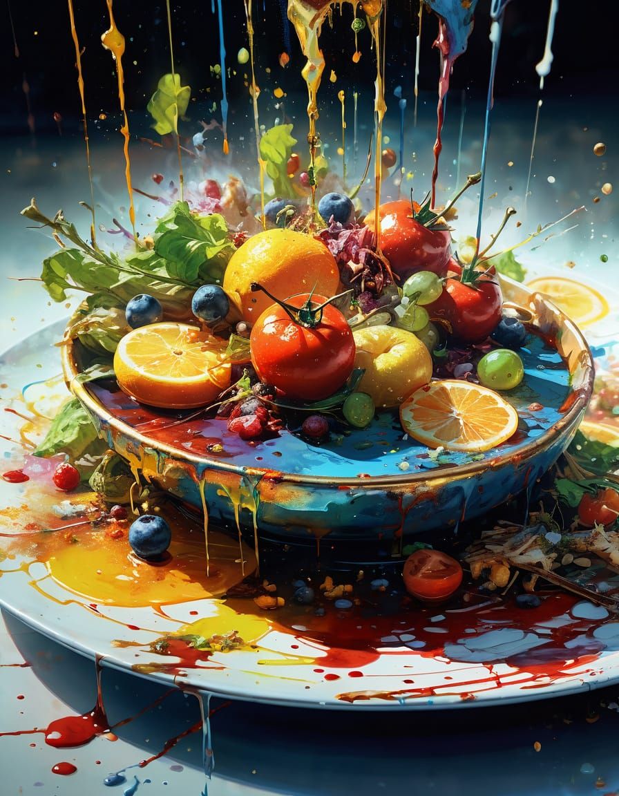 Magical Glowing Food Platter in Luminous Style