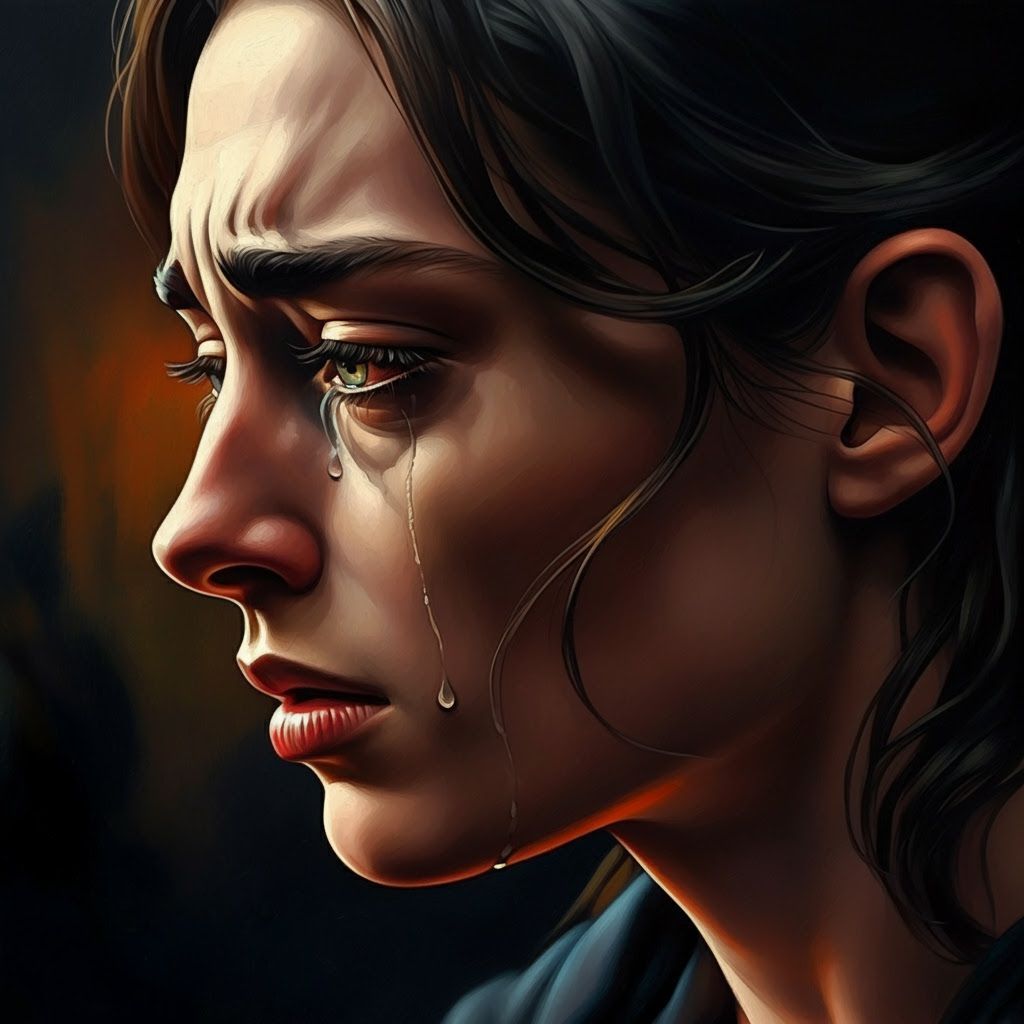 Dramatic Portrait with Colorful Accents, Hyper-Realistic Oil...