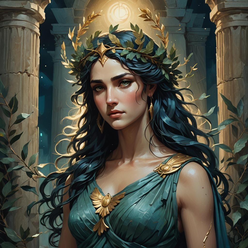 Nyx, Goddess of Night, in Hellenistic Style