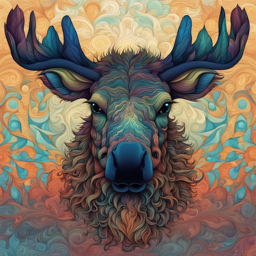 Colorful Baby Moose Kitten Crossbreed with 3D Shading