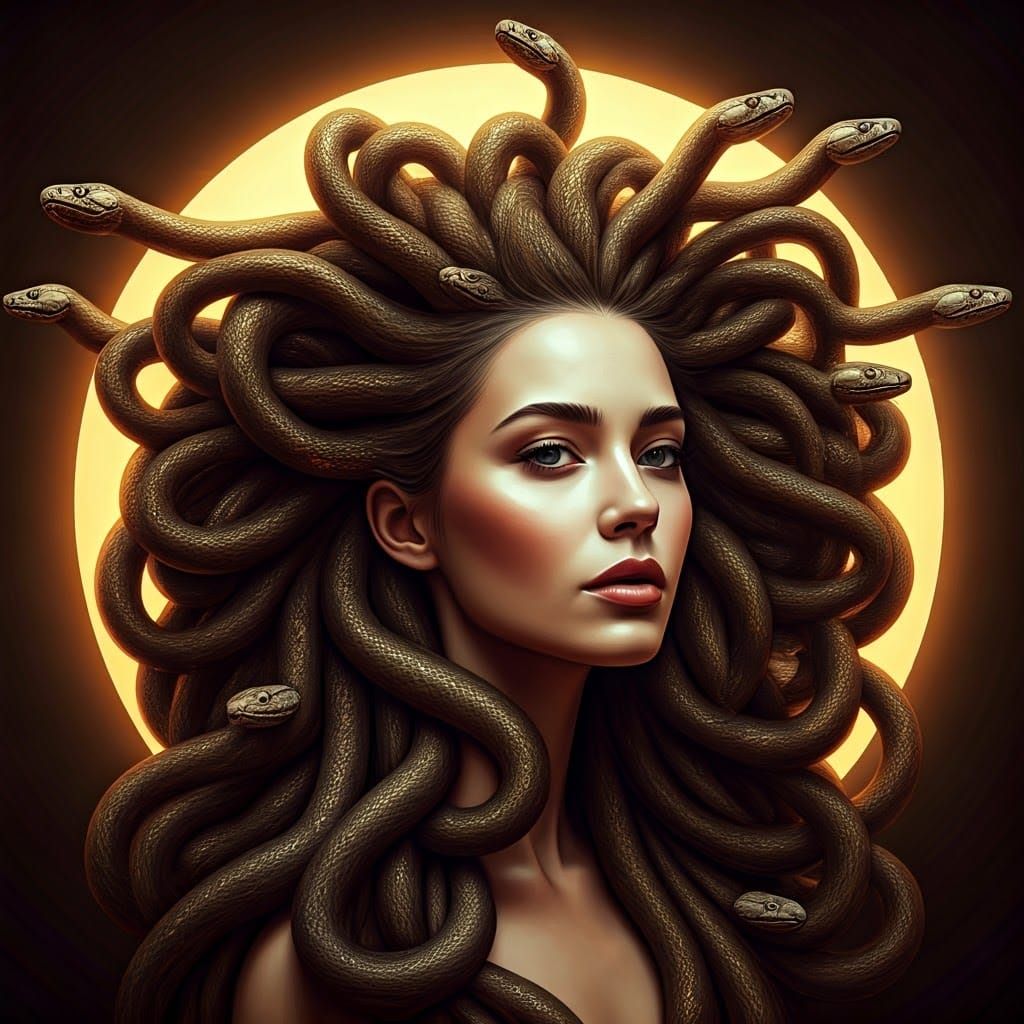 Surreal Woman with Snakes for Hair