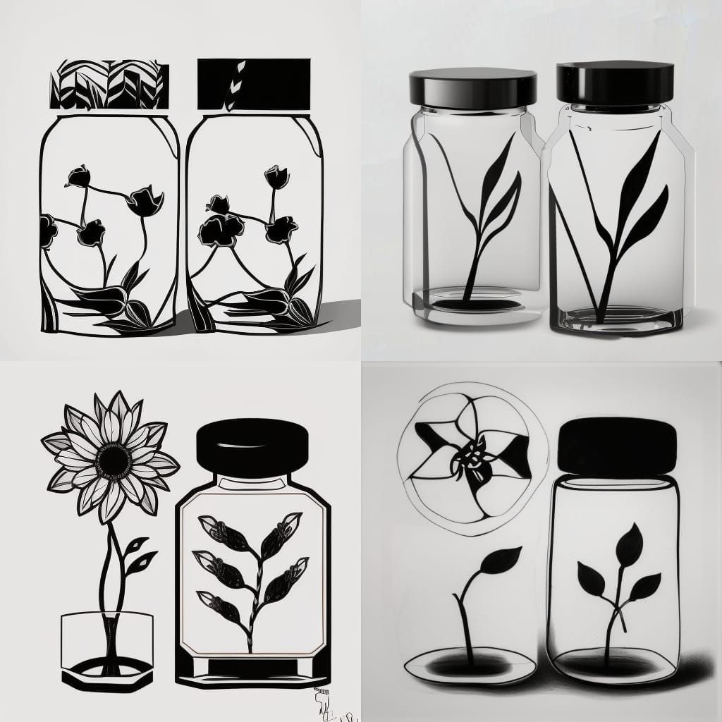 Vanilla Flowers in Bottle: Geometric Gothic Tattoo