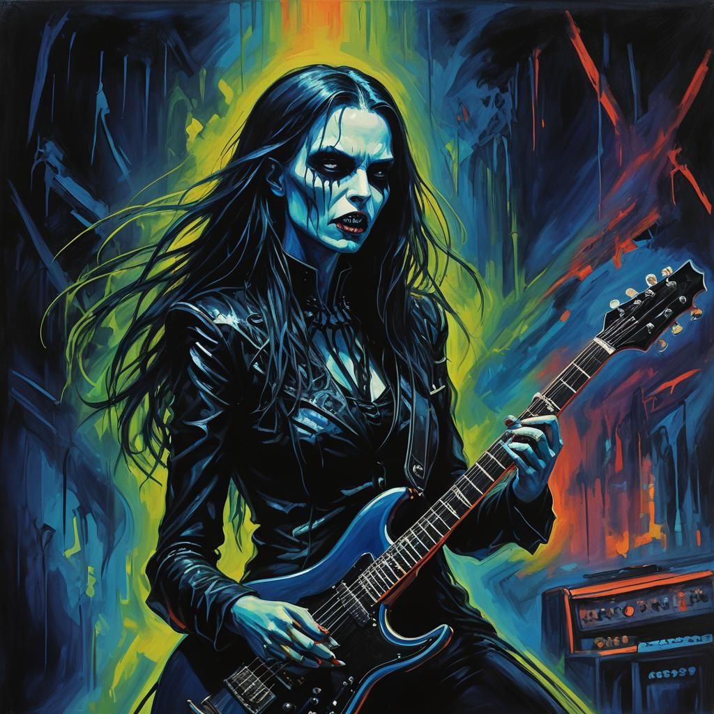Vampire Guitarist in Dark Fantasy Concert
