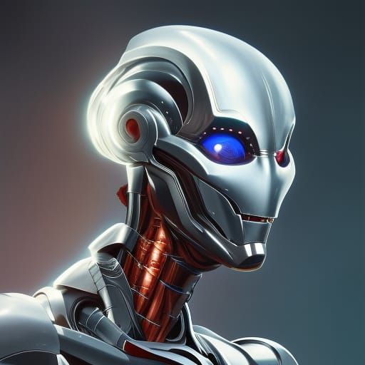 Hyperdetailed Female Ultron Portrait in 8K