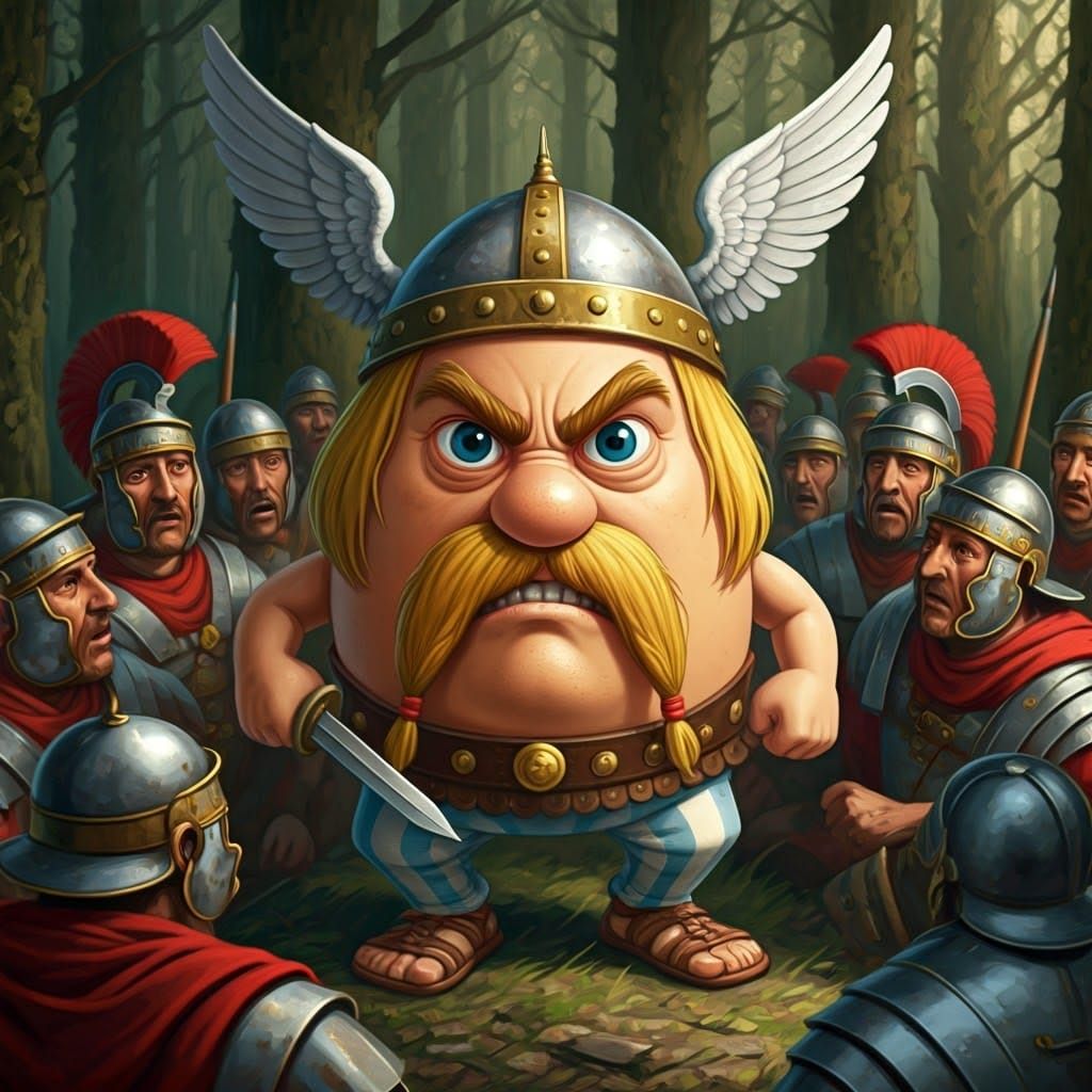 Angry Asterix Egg Battles Roman Centurions