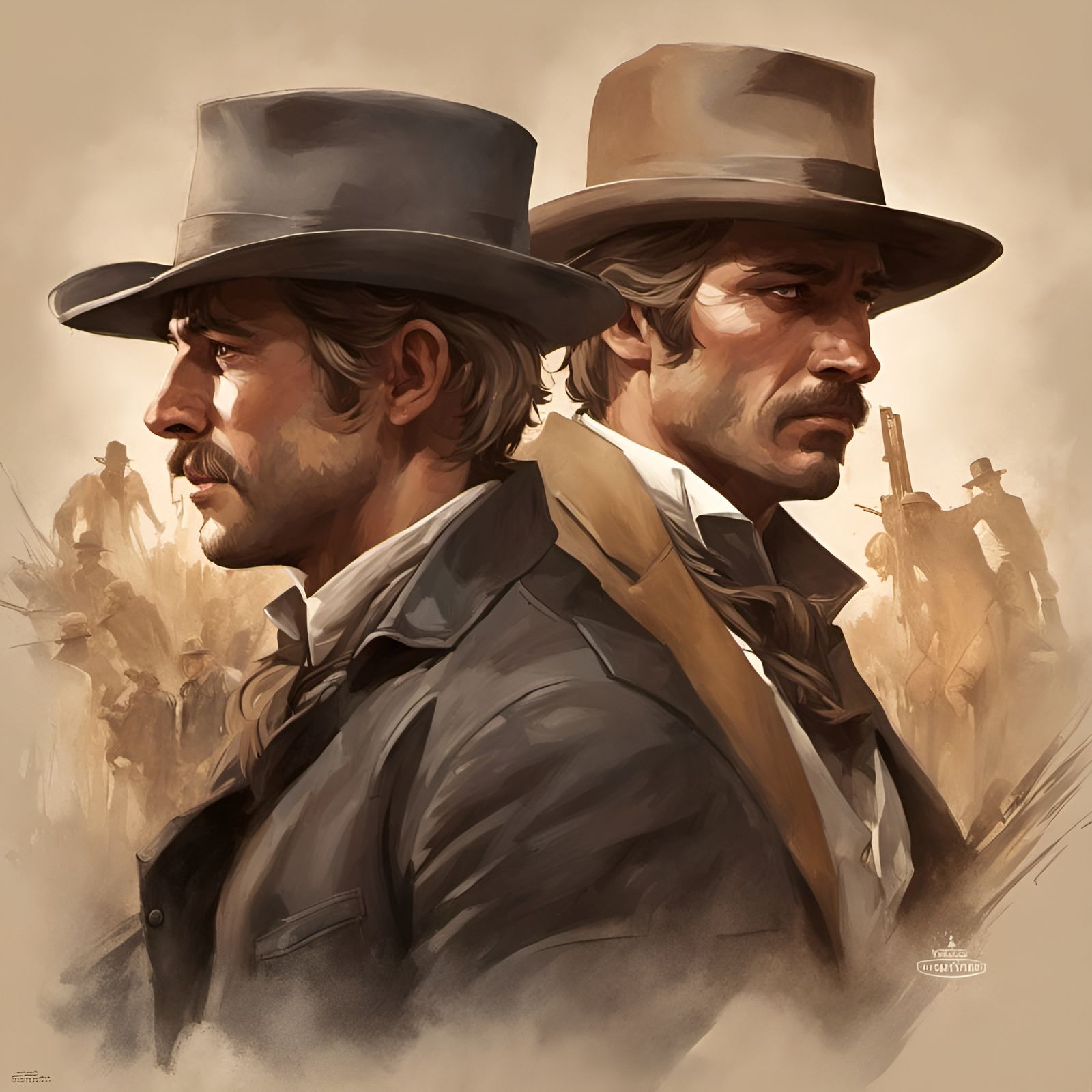 Cowboy Portrait in Style of Classic Movie Scene