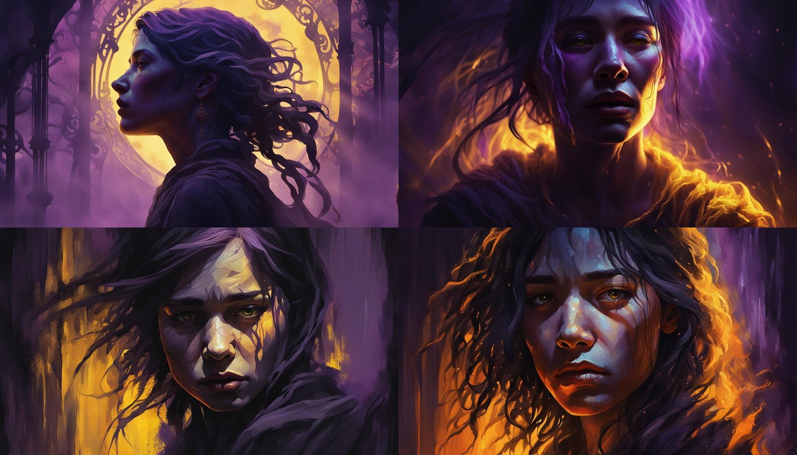 Crying Woman Emerges from Shadow: Dark Fantasy Art