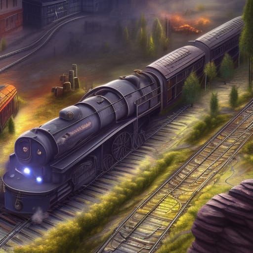 Fantastical Trains in Detailed Matte Painting