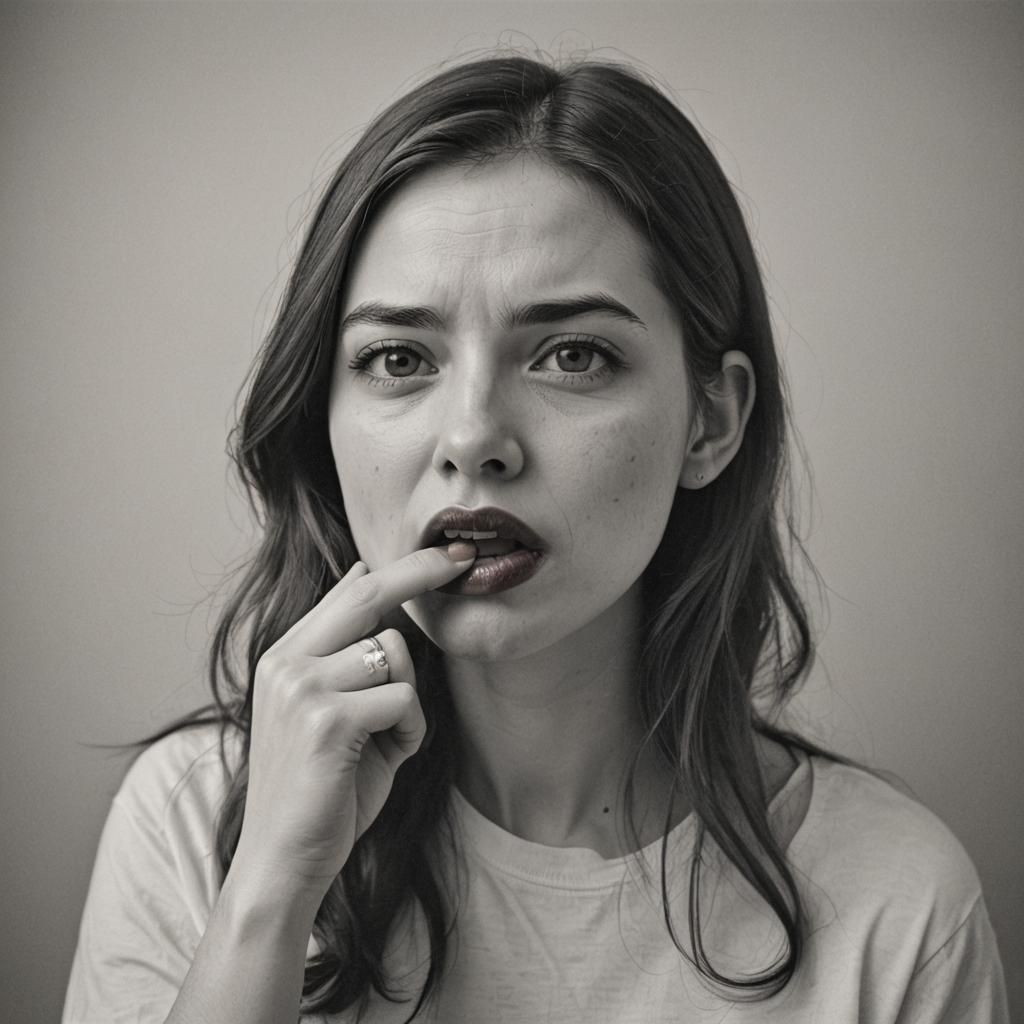 Girl Biting Lip: Expressive Portrait