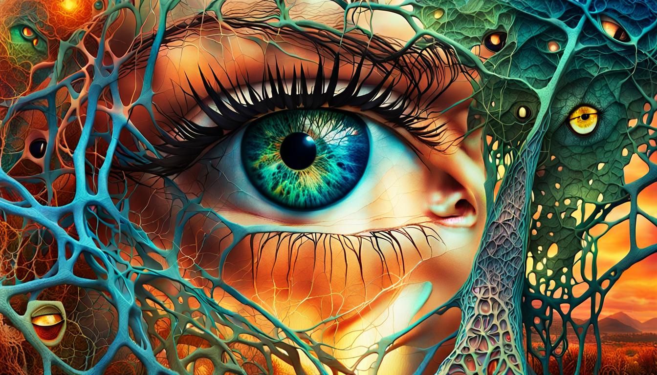 Surreal Bio Art Collage of Woman's Eyes