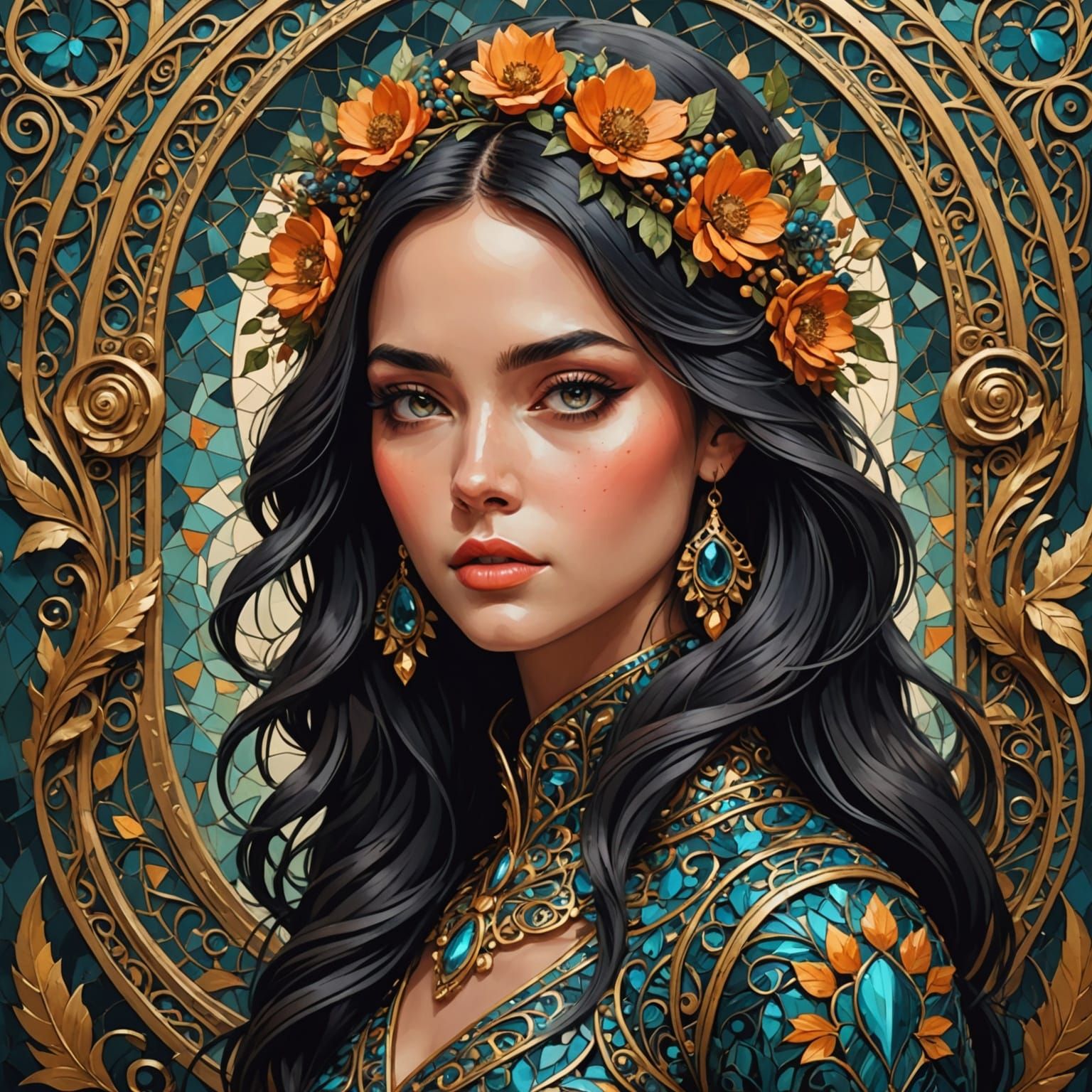 Striking Beauty in Textured Art Style