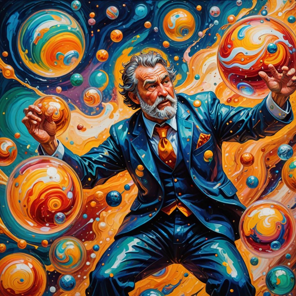 Jupiter's BubbleMan: Expressionist Oil Painting Fight