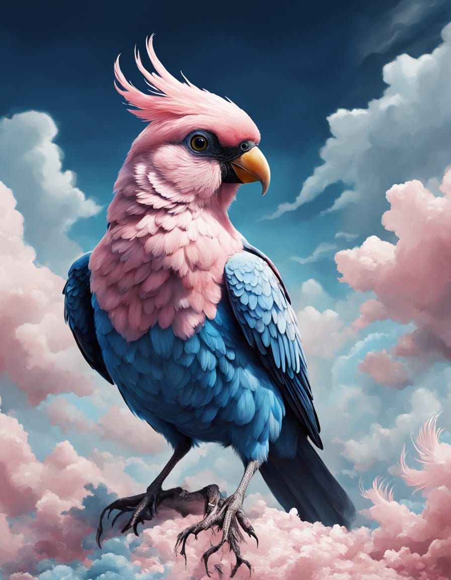 Pastel Surreal Bird in a Dreamy Cloudscape