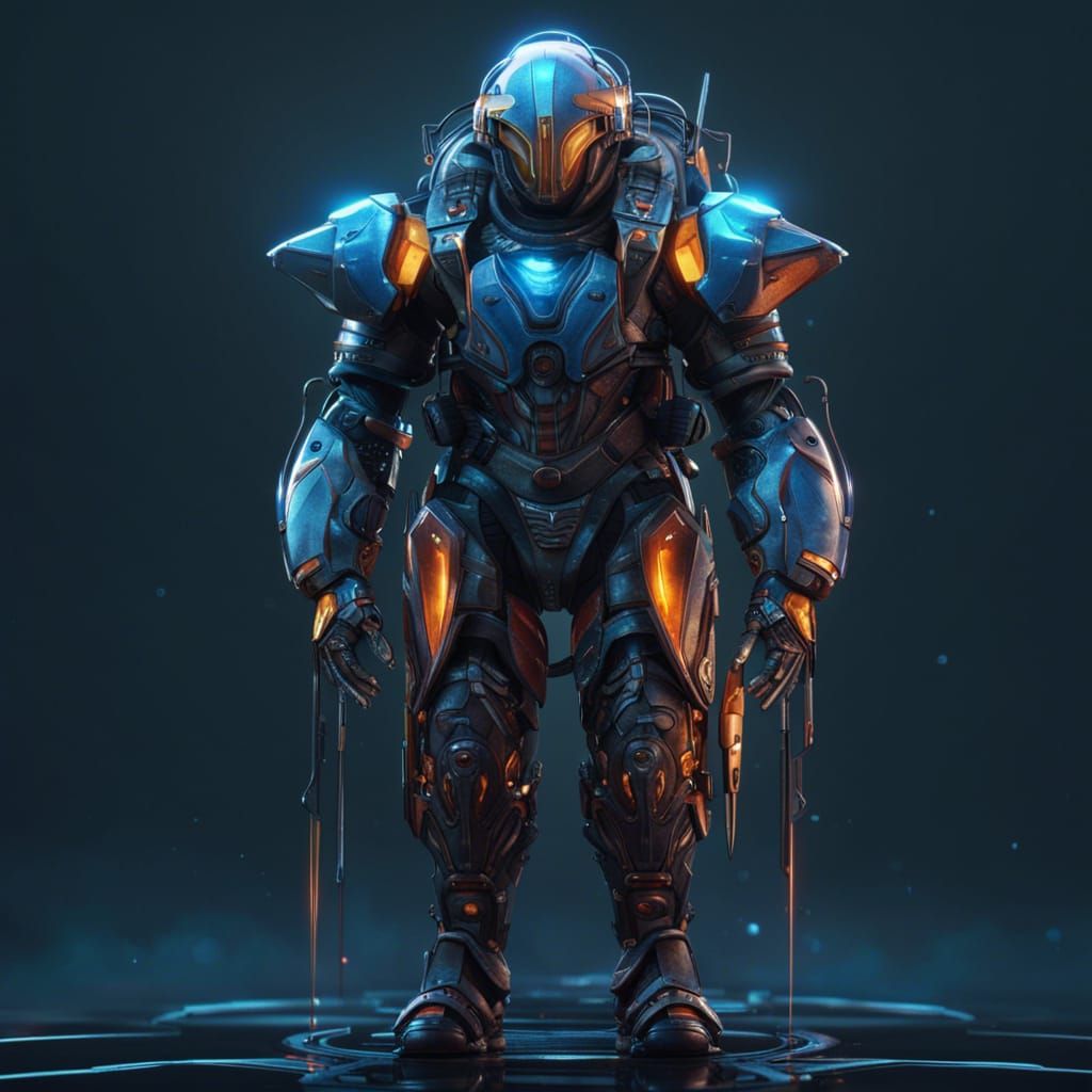 Futuristic Armored Character with Jetpack Concept Art