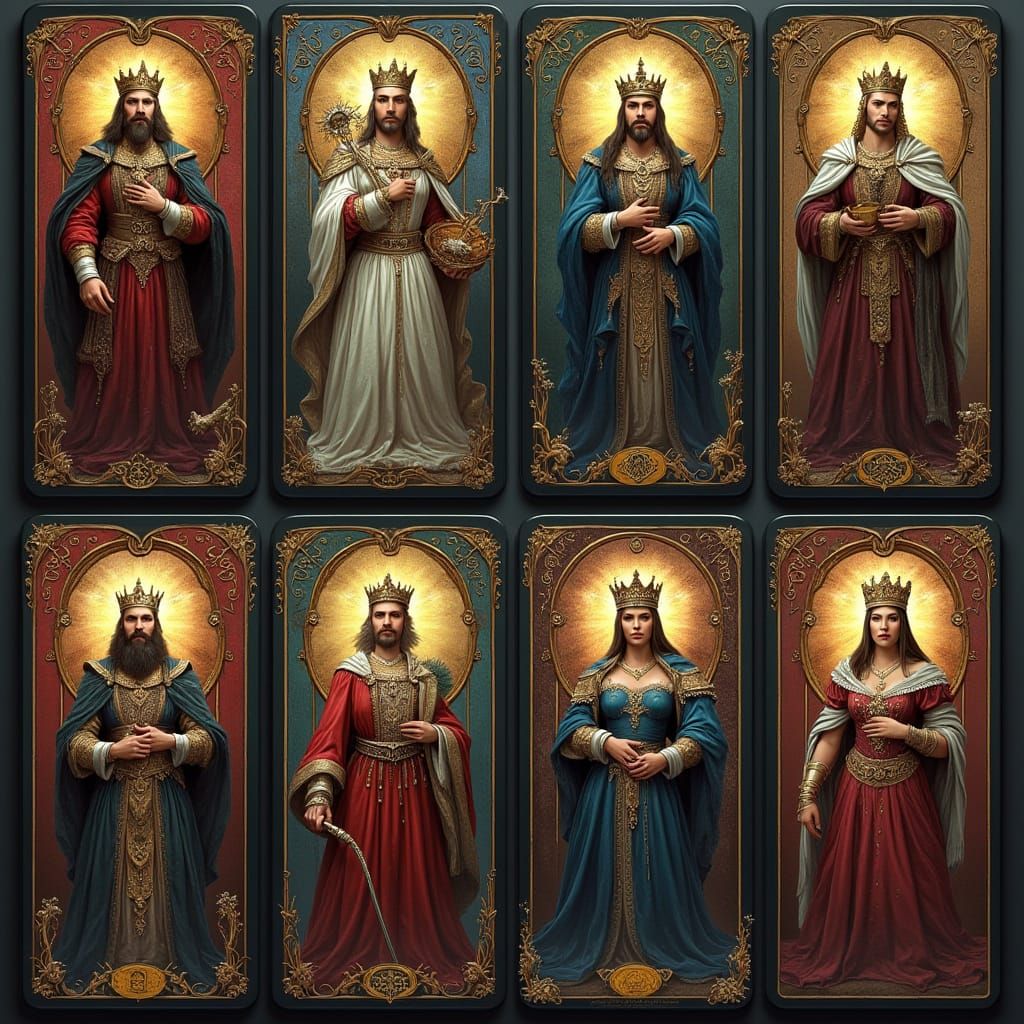 Regal Tarot Deck of British Monarchs in High-Fantasy Style