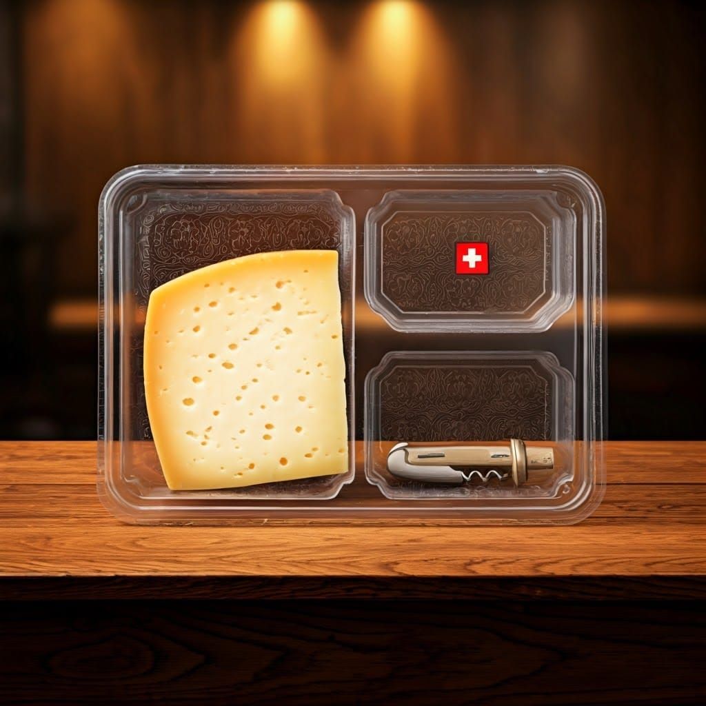 Luxurious Cheese and Corkscrew Packaging Still Life