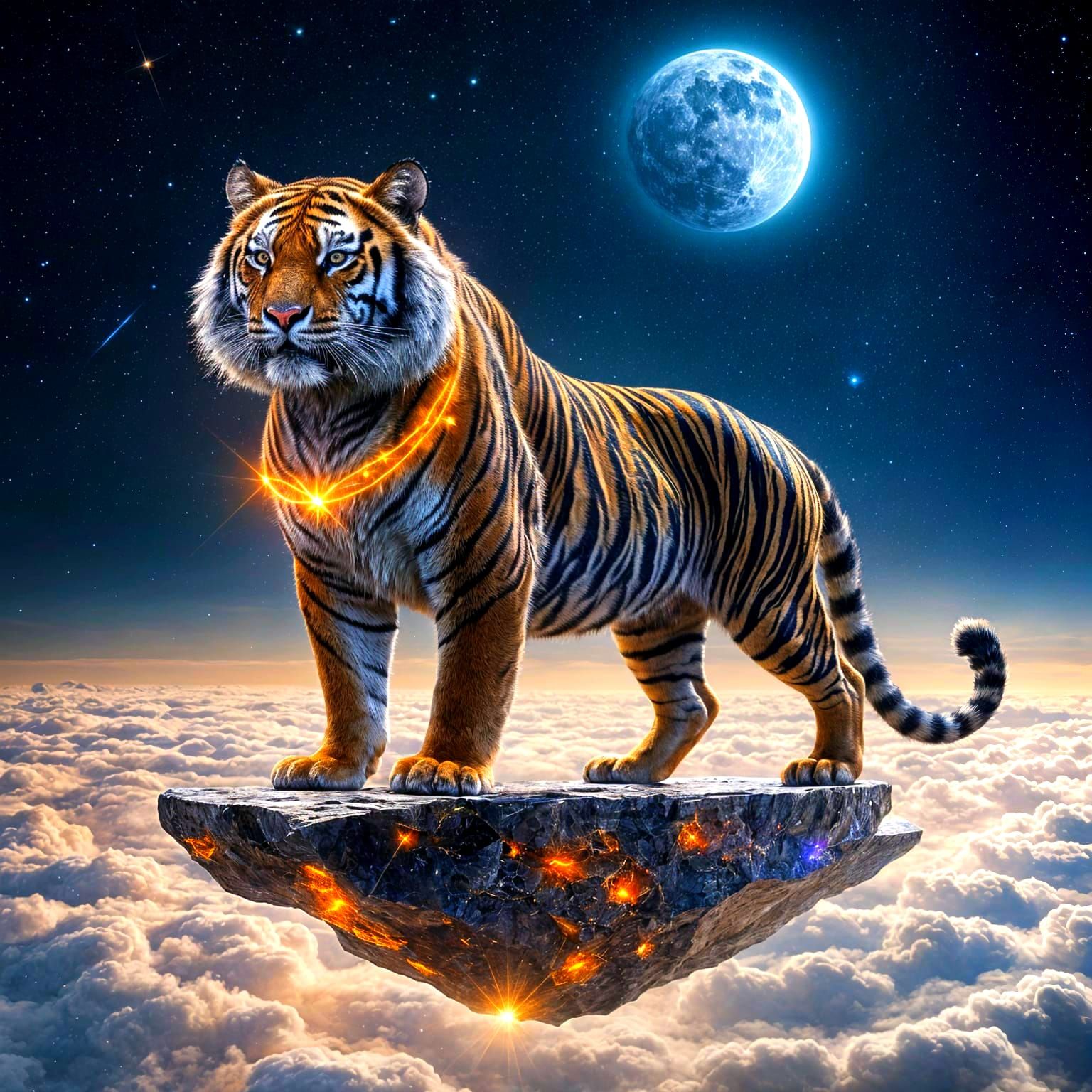 Cosmic Tiger Emperor of Eternity in Glowing Celestial Aesthe...