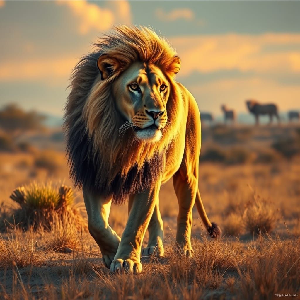 Majestic Lion in Savannah Landscape