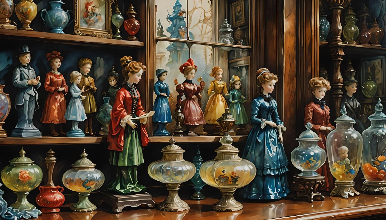 Enameled Glass Figurines in Watercolor Style