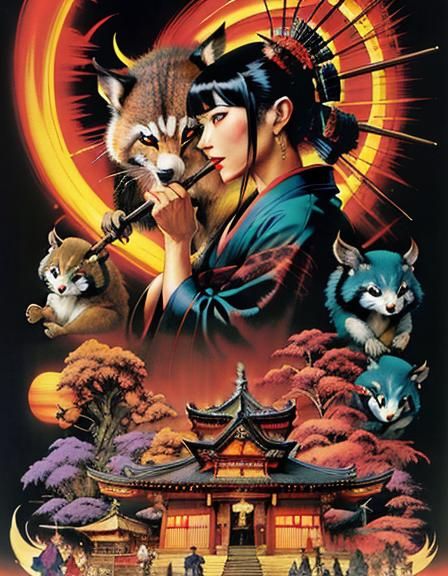 Japanese Yokai Spirits in Dark Fantasy Comic Art