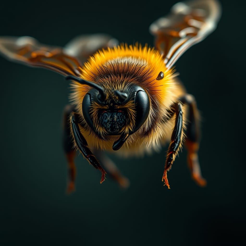 Majestic Bee in Flight: Cinematic Macro Photography