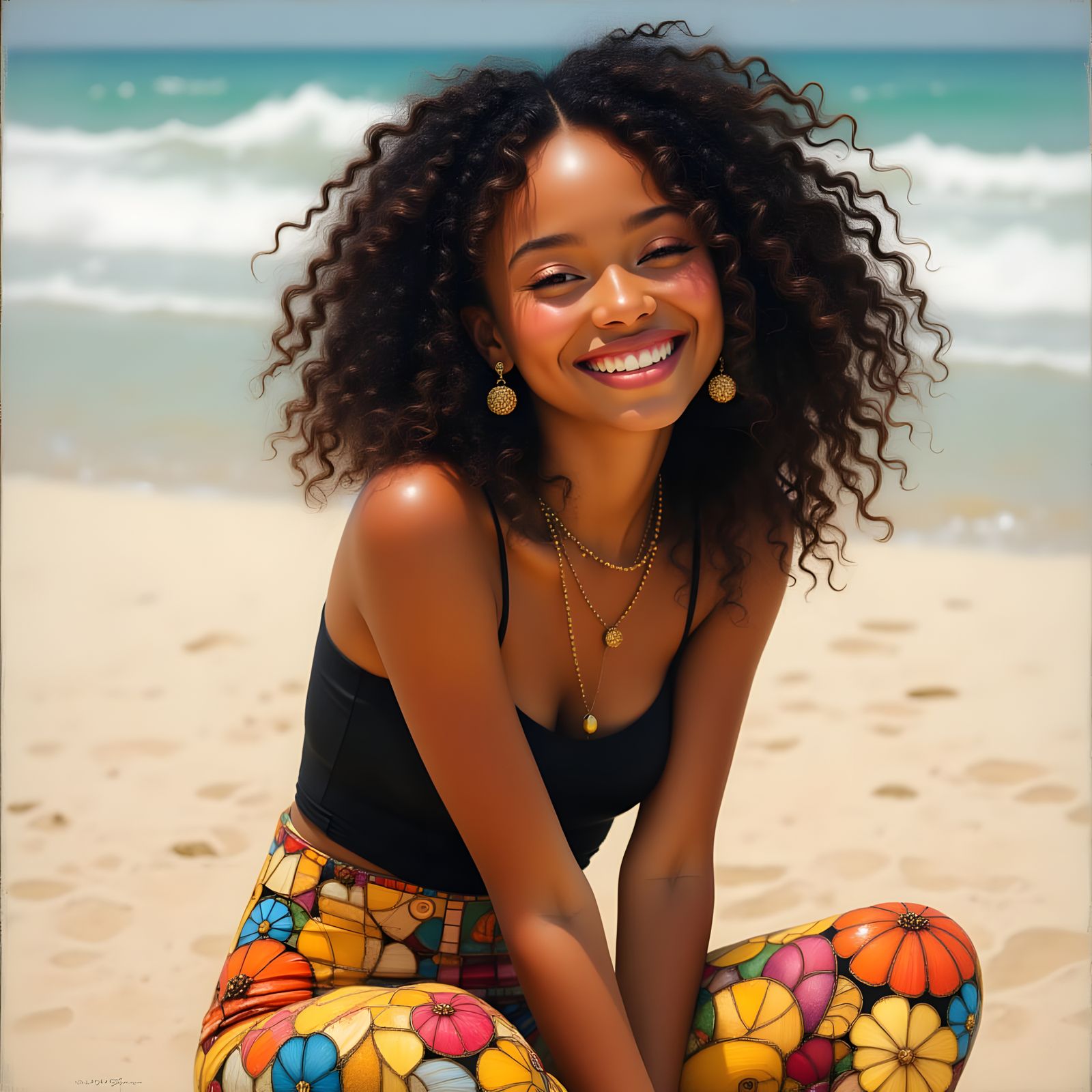 Island Goddess Basks in Whimsical Serenity