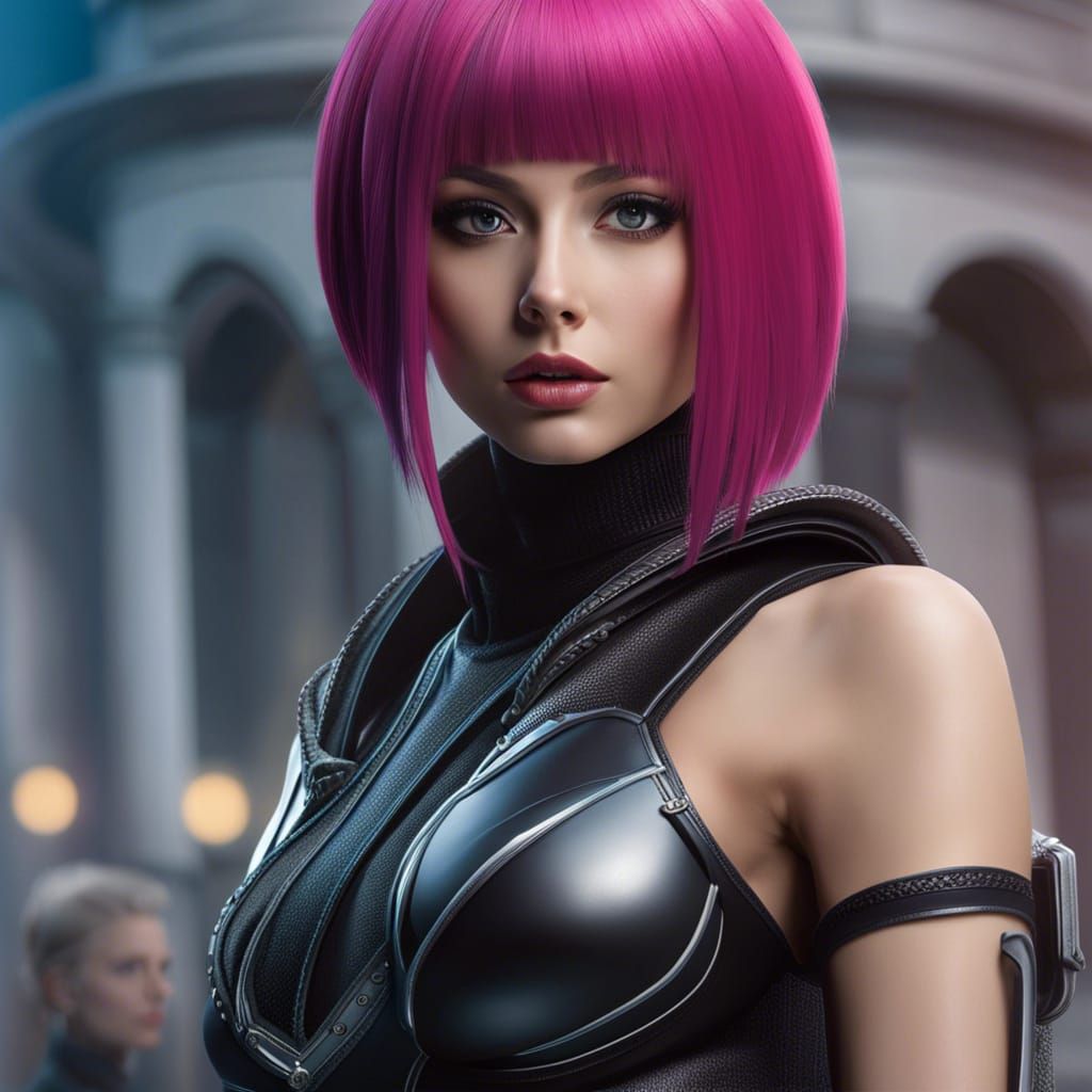 Honey-Goth Anime Girl in Cyberpunk Street, 8k Portrait