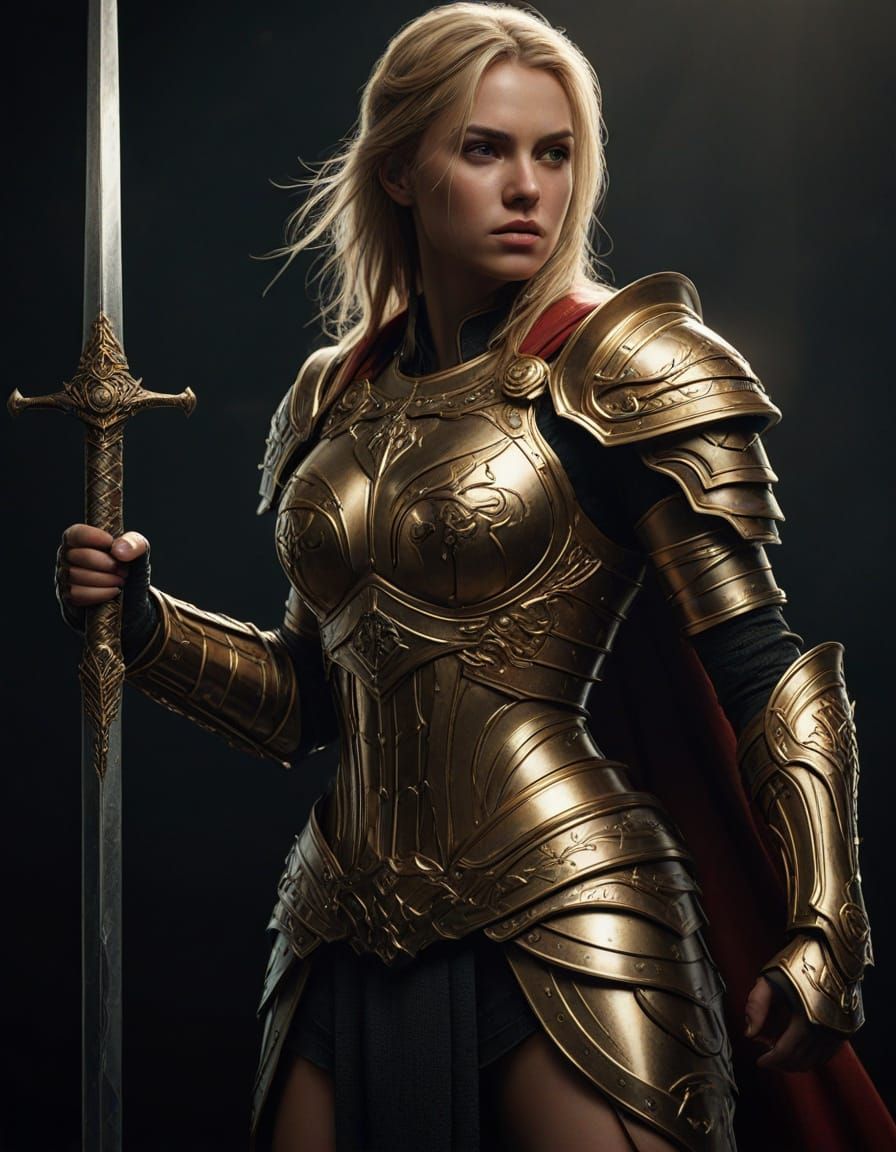 Ancient Blond Warrior Posing in Comic Book Style